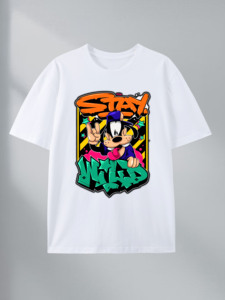 Maglietta Stay <span class=keywords><strong>Wild</strong></span> Cartoon Dog 100% cotone Magazzino USA 7 colori - Product Image 2