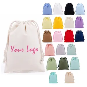 Yiwu Manufacturer Embroidery Custom Logo Printed Eco Friendly Foldable Canvas Drawstring Bag Gift Cotton Drawstring Bag