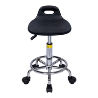 Chaise de laboratoire moderne en métal M21, tabouret ESD, hauteur réglable, roulettes pivotantes, dossier, repose-pieds, panneau en cuir PU, atelier