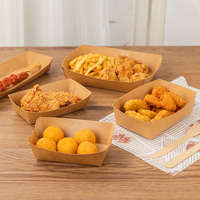 Barquettes alimentaires jetables en papier kraft, boîtes en papier écologiques pour poulet frit, frites, snacks, emballage à emporter