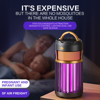 Lampe anti-moustiques électrique 3-en-1 à lumière UV 395nm, piège à mouches à fréquence variable, silencieuse pour la maison, la chambre et le camping