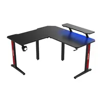 Tavolo da gioco all'ingrosso angolo a forma di L Led scrivania da gioco nera per giocatori