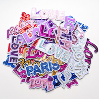 Nouveau design LOVE PARIS, patchs brodés à thermocoller avec sequins pour vêtements, sacs, chapeaux, DIY