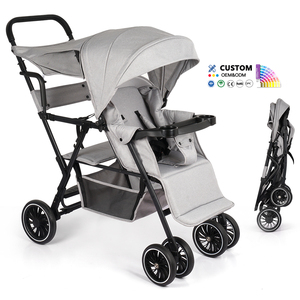 OEM ODM Landau <span class=keywords><strong>double</strong></span> pour enfant Poussette jumelle légère en métal pliable et pratique pour le voyage des enfants <span class=keywords><strong>Chariot</strong></span> deux places pour bébé - Product Image 1