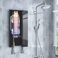Chauffe-eau électrique en acier inoxydable avec élément chauffant en verre trempé, affichage LED intelligent à commande tactile, 8500W-12000W, 110V/220V, IPX4, CE