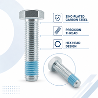 Boulon hexagonal en acier au carbone zingué pour axe de roue avec patch de verrouillage en nylon bleu pour chariot de courses, chariot à plateforme et chariot à roulettes