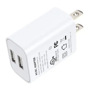 Us plug 2 porte led light usb charger 5v 2a 10w wall 5 v2a 2000ma dual usb charger adapter con UL CUL FCC per orologio elettronico