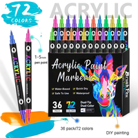 Ensemble de stylo marqueur d'art de peinture acrylique à double tête non toxique permanent pour la peinture de bricolage