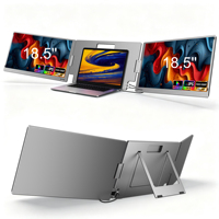 Moniteur portable double 18,5 pouces grand format, installation facile, affichage instantané pour ordinateur portable, jeux/stockage, écran LCD IPS 1080P, extension d'écran