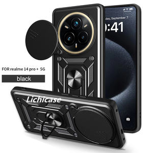 Lichicase 360 porte-anneau rotatif antichoc couverture rigide pour Realme 14 Pro + 5G objectif curseur fenêtre caméra garde étui - Product Image 1