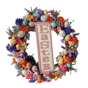 Senmasine Egg Easter Wreath For Front Door Hanging Spring Decor Mixed Colorful Plastic Eggs Artificial Leaves Flowers Wreaths