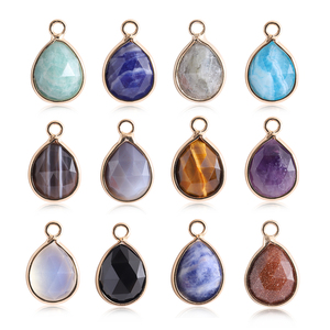 Liontin tetesan air batu alam gaya Bohemian liontin perhiasan gandulan lapis emas klasik untuk membuat perhiasan - Product Image 3