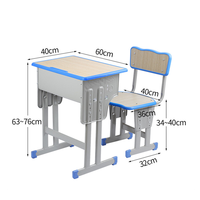 Ensemble bureau et chaise scolaire individuels modernes pour salle de classe, mobilier métallique durable et réglable pour appartement et chambre à coucher