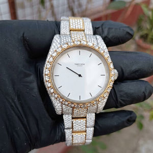 Montre unisexe de luxe Diamond Empire en acier inoxydable avec accents en moissanite, cadran carré en cristal, mouvement mécanique automatique, 39 mm - Product Image 1