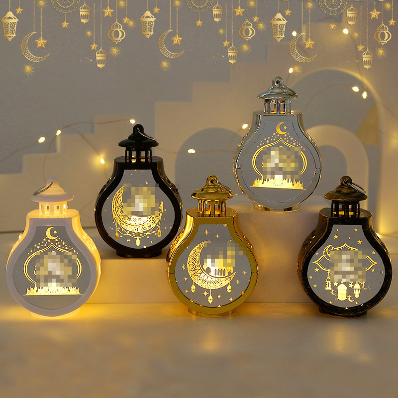 Hot Sale Ramadan Mubarak LED Portable Electronic Lamp Muslim Festival Gift Lantern for Home Ornament Supplies