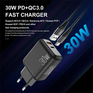双端口PD端口 + QC3.0 <span class=keywords><strong>USB</strong></span>端口壁30w <span class=keywords><strong>c</strong></span>型便携式迷你快速充电插头充电器适配器，适用于Iphone 14 15 16ProMax - Product Image 4
