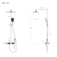 Colonne de douche intelligente moderne avec pommeau de douche pluie thermostatique numérique