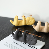 Porte-encens en céramique motif animal mignon et fleur, brûleur d'encens horizontal créatif, ornement décoratif d'aromathérapie pour bureau et maison