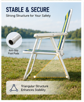 Chaise de plage pliable rayée, chaise de patio pliable légère, chaise de sable compacte et portable, idéale pour la plage et les loisirs