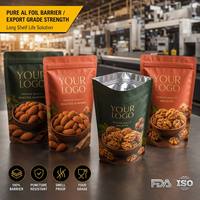 Bolsa de Papel de Aluminio Puro para Snacks, Tipo Stand-Up, Resistente a la Humedad, Reutilizable, 500g 1kg, para Frutos Secos, Larga Vida Útil, para Exportación