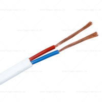 Câble plat RVVB haute flexibilité en PVC, fil de cuivre toronné, 2 conducteurs, 0,75-4,0 mm², gaine blanche, rouge et bleu, 300/500 V
