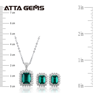 Set di Gioielli con Smeraldi, Anelli, Orecchini e Ciondolo in Argento Sterling 925 per Donne e Ragazze, Pietre Preziose di <span class=keywords><strong>Smeraldo</strong></span> per Matrimoni e Fidanzamenti - Product Image 6
