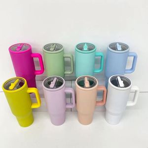 Vaso Térmico de Acero Inoxidable de 40oz con Asa y Popote, Resistente al Frío, Portátil, Personalizable, Ideal para Regalo - Product Image 2