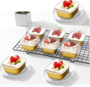 300ml/200ml <b>Takeaway</b> Food <b>Container</b> Square Dessert Bowls Lid PP Aluminum Microwavable Food Grade Disposable Pastry Pudding Cup - Product Image 4