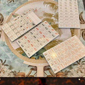 Jeu de Mahjong américain en acrylique 160 tuiles motif écaille de tortue et lotus blanc pour divertissement quotidien et sélection de cadeaux - Product Image 2