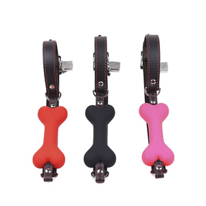 Bondage silicona cuero perro huesos mordaza boca mascota hueso mordedura bola mordaza <span class=keywords><strong>BDSM</strong></span> fetiche esclavo ataduras juguetes sexuales - Product Image 2