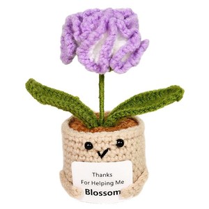 Fil fait à la main en pot oeillet tournesol tricoté Simulation fleur artificielle décoration de bureau - Product Image 3