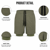 Shorts de sport 2 en 1 pour homme avec logo personnalisé, séchage rapide, respirants, avec fentes latérales et poche pour téléphone, idéaux pour la gym et le fitness