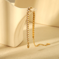 Nouveau à la mode sans ternir luxe 18K plaqué or en acier inoxydable ovale cubique Zircon Micro CZ Tennis chaîne Bracelets pour femme