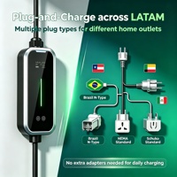 Chargeur EV portable haute performance 32A 110V 240V pour l'Amérique latine, homologué IK10, contrôle continu 24h/24 et 7j/7 via l'application Tuya, Type 2 GBT
