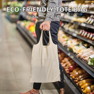 Bolsa de tela tipo chaleco reutilizable ecológica al por mayor con logotipo personalizado impreso, patrón de letras, larga, para supermercado y regalo - Product Image 2