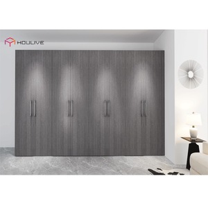 Armoire de chambre à coucher en mélamine couleur bois, belle couleur, pour projets d'appartements - Product Image 2