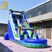 Toboggan aquatique gonflable avec fosse à balles et piscine à jets, PVC écologique, taille et couleur personnalisables, divertissement extérieur commercial