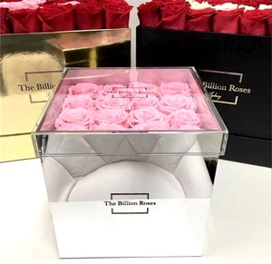 9 Holes square Acrylic Flower <strong>Box</strong> Silver <strong>Mirror</strong> Acrylic Rose <strong>Box</strong> - Product Image 3