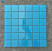 Carreaux de mosaïque en verre cristal et porcelaine 300x300 bleus pour piscine, salle de bain, mur, sol, hôtel, villa, céramique