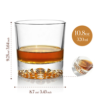 Verre à whisky Old Fashioned 320 ml à base épaisse sans plomb, personnalisable avec logo, options OEM/ODM, design moderne pour bar et usage domestique