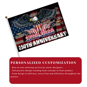 Bandierine Personalizzate USA 250° Anniversario, Aggiungi il Tuo <span class=keywords><strong>Logo</strong></span>, Bandiera a Mano Personalizzata 1776-2026 per Eventi, 5x8 Pollici - Product Image 2