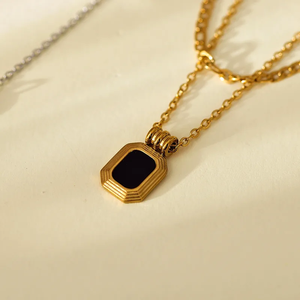 Collar con Colgante de Estrella Lunar Geométrica de Acero Inoxidable 304 de Alta Gama de Lujo para Mujer con Acabado Chapado en Oro Real de 18K - Product Image 3