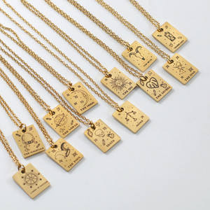Vintage 13*17Mm Tarotkaart Goud Pvd Roestvrij Staal Ketting Girls 'Good Luck Amulet Link Ketting Cadeau Sieraden - Product Image 1