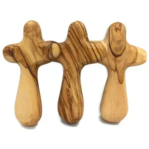 Wholesale 4" Olive Wood Crosses Religious Blessing Christian Gift Comfort Holding Small Wooden Cross for Crafts