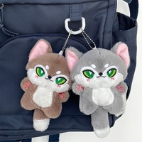Mignon porte-clés en peluche renard mignon et moelleux, jouet en peluche loup viral, poupée, porte-clés lumineux, ornement de sac de dessin animé
