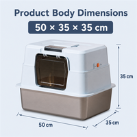 Bac à litière pour chat entièrement fermé en acier inoxydable, anti-éclaboussures, extra large, capacité de 65 L, désodorisant, durable, OEM personnalisé