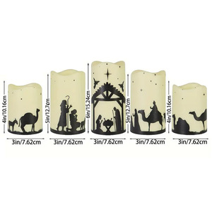 Lot de 5 bougies LED sans flamme en plastique pour crèche, décoration intérieure de Noël - Product Image 5