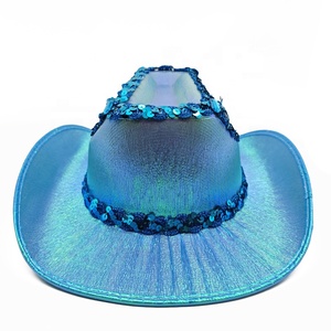 Sombrero Vaquero Brillante con Purpurina para Festivales <span class=keywords><strong>de</strong></span> Música Rave, Discotecas, Accesorio <span class=keywords><strong>de</strong></span> Moda Y2K, Atuendo <span class=keywords><strong>de</strong></span> Estilo Occidental, Accesorio para la Cabeza, Estilo <span class=keywords><strong>Disco</strong></span> Espacial - Product Image 5