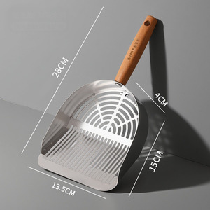 Paletta per lettiera per gatti in acciaio inossidabile due in uno con fori sottili raschietto per <span class=keywords><strong>cacca</strong></span> di metallo grande per una facile pulizia in sabbia minerale - Product Image 6