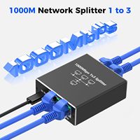 Divisor Gigabit Ethernet 1 a 3, 1000Mbps, Divisor de Internet de Alta Velocidad, Router, Switch, Compatible con Cables Cat5, 6, 7 y 8